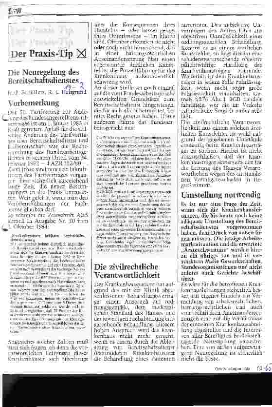 Vorschauseite 1: Die Neuregelung des Bereitschaftsdienstes