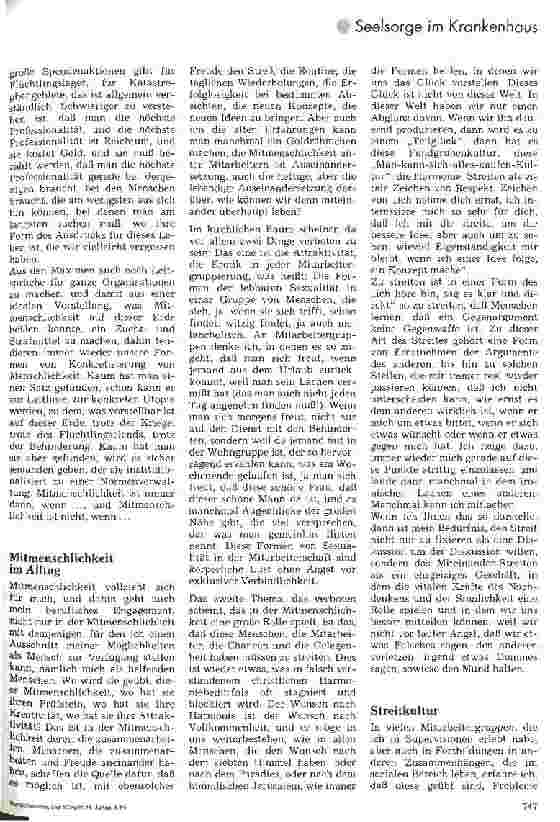 Vorschauseite 3: Geht der Menschlichkeit die Luft aus? Menschlichkeit braucht Pflege