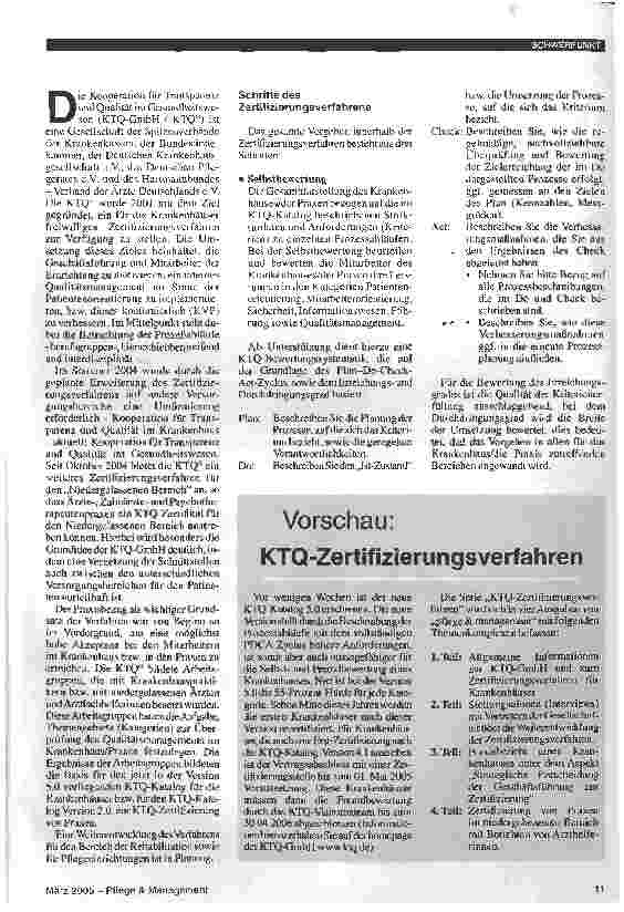 Vorschauseite 2: Kooperation für Qualität und Transparenz
