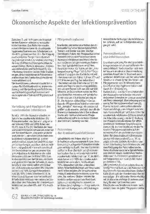 Vorschauseite 1: Ökonomische Aspekte der Infektionsprävention