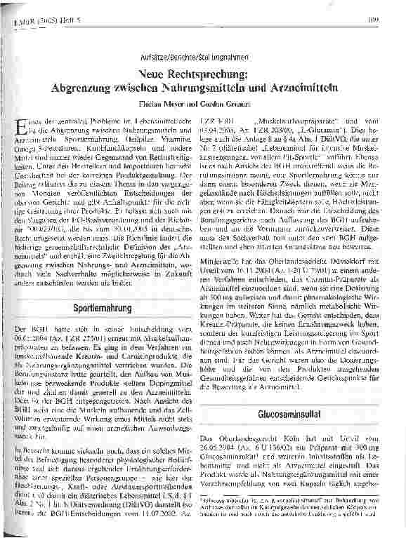 Vorschauseite 1: Neue Rechtsprechung: Abgrenzung zwischen Nahrungsmitteln und Arzneimitteln