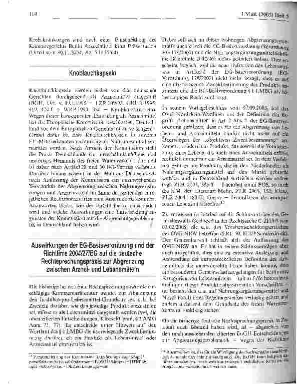 Vorschauseite 6: Neue Rechtsprechung: Abgrenzung zwischen Nahrungsmitteln und Arzneimitteln