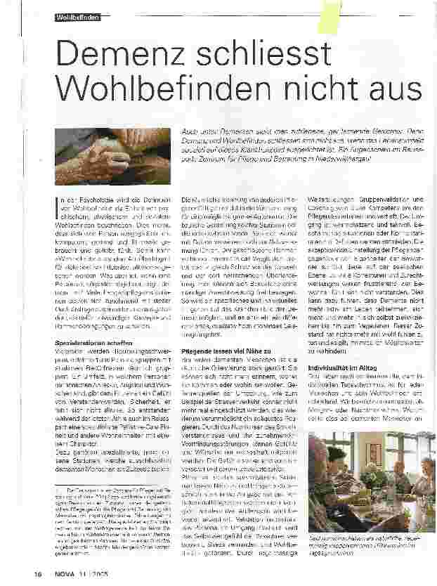 Vorschauseite 1: Demenz schliesst Wohlbefinden nicht aus