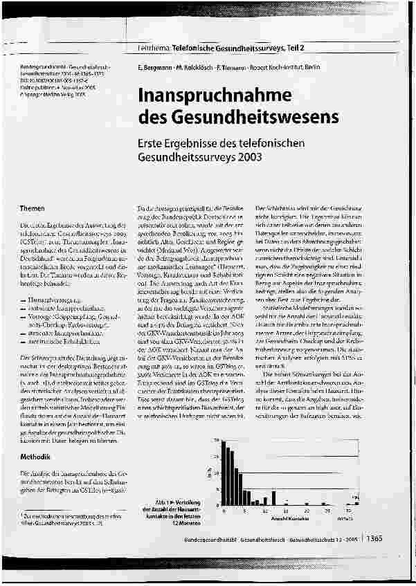 Vorschauseite 1: Inanspruchnahme des Gesundheitswesens