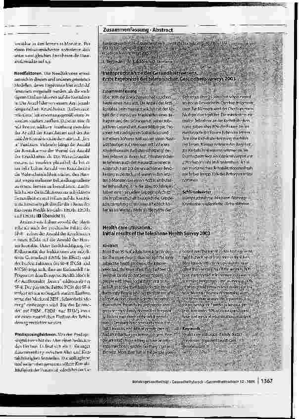 Vorschauseite 3: Inanspruchnahme des Gesundheitswesens