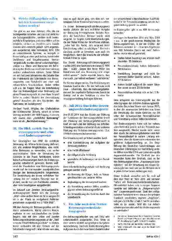 Vorschauseite 2: Das Gesetz zur Stärkung der Funktionen der Betreuungsbehörde - Und nun? BGT Mitte 2015: „Rolle rückwärts oder „Purzelbaum vorwärts