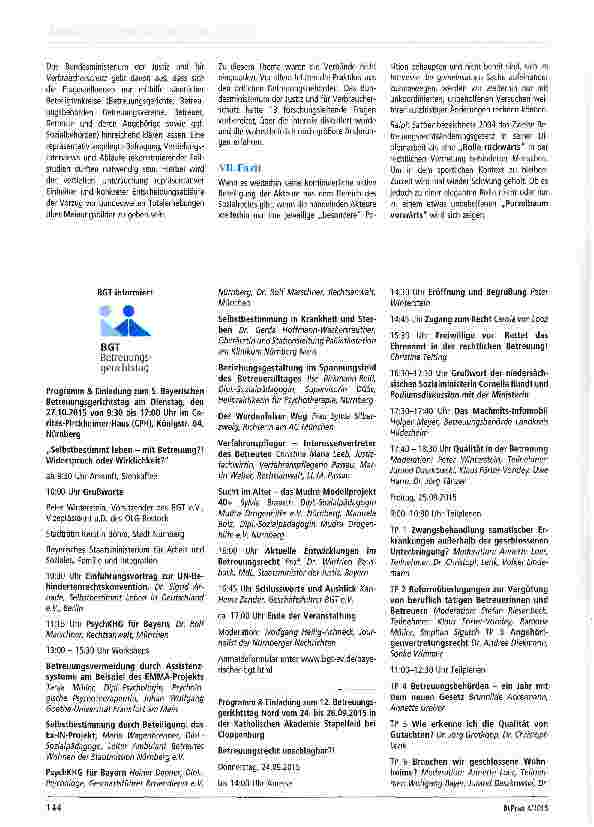 Vorschauseite 4: Das Gesetz zur Stärkung der Funktionen der Betreuungsbehörde - Und nun? BGT Mitte 2015: „Rolle rückwärts oder „Purzelbaum vorwärts