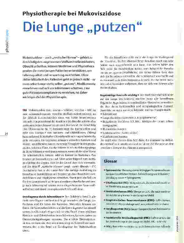 Vorschauseite 1: Physiotherapie bei Mukoviszidose Die Lunge putzen
