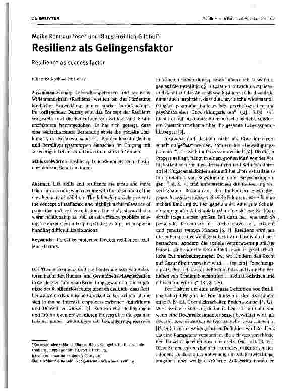 Vorschauseite 1: Resilienz als Gelingensfaktor