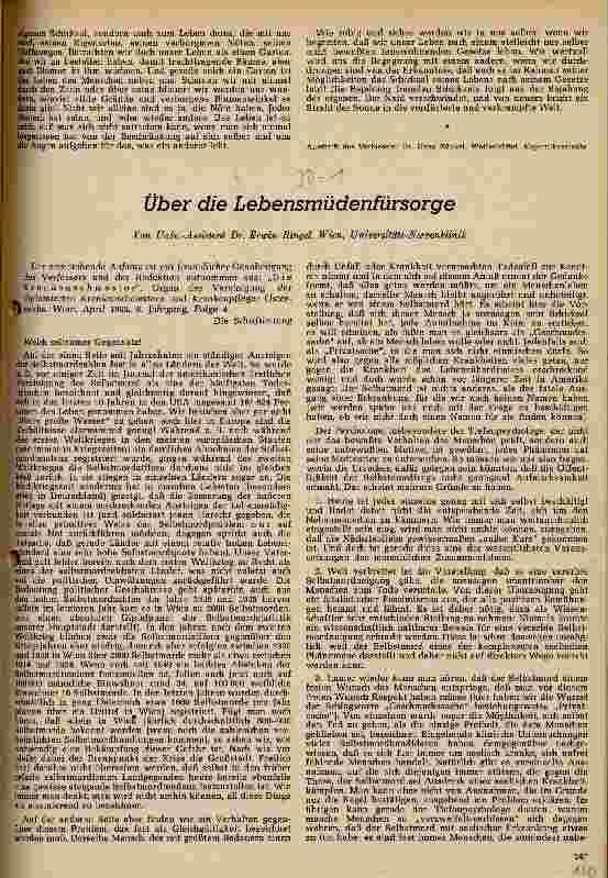 Vorschauseite 1: Über die Lebensmüdenfürsorge