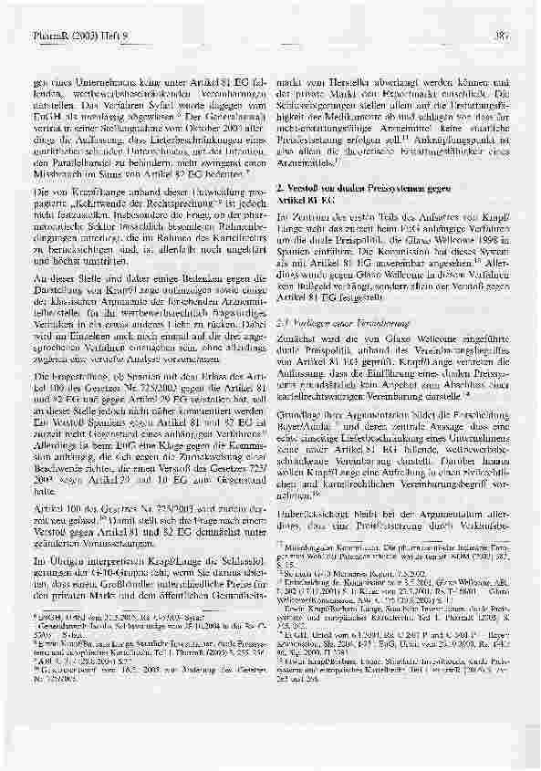 Vorschauseite 2: Staatliche Interventionen, duale Preissysteme und europäisches Kartellrecht - Wie weit kann die pharmazeutische Industrie bei der Beschränkung des Parallelhandels gehen?