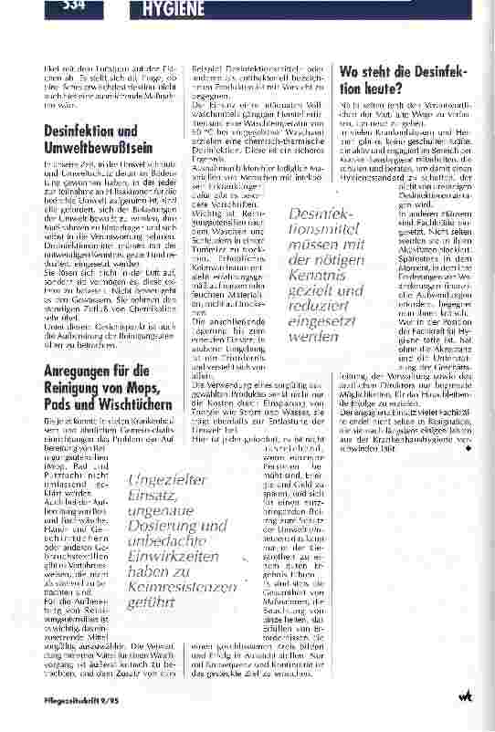 Vorschauseite 3: Flächenund Sprühdesinfektionsmittel sind kein Allheilmittel Keimreduzierung im Krankenhaus