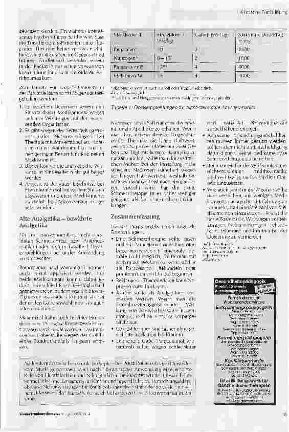 Vorschauseite 4: Die Behandlung von Schmerzen mit Nicht-Opioid-Analgetika im Kindesund Jugendalter-Neue Analgetika gleich bessere Analgetika?