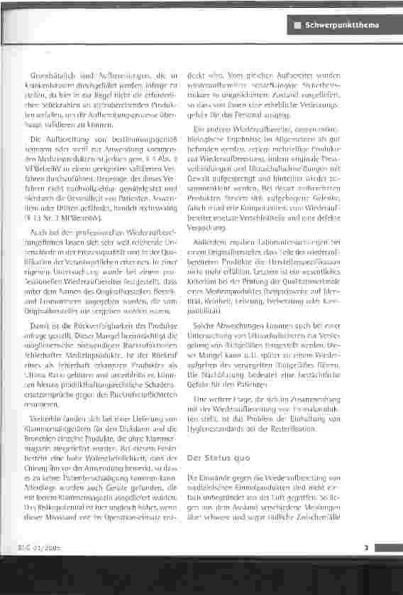 Vorschauseite 2: Wiederverwendung von Einmalprodukten - Ansichten eines Sachverständigen