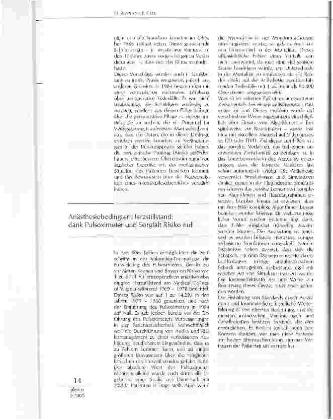 Vorschauseite 4: ANÄSTHESIE: WIE BERECHTIGT SIND SORGEN DER PATIENTEN?