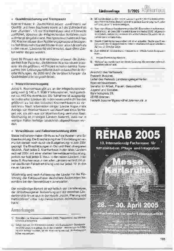 Vorschauseite 5: Bericht zur Lage der Krankenhäuser in Deutschland bei der Einführung der Fallpauschalen