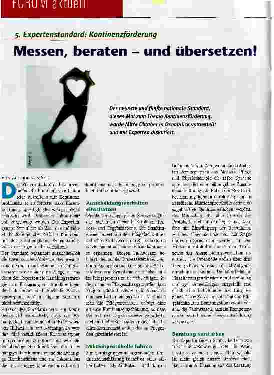 Vorschauseite 1: 5. Expertenstandard: KontinenzförderungMessen, beraten - und übersetzen!