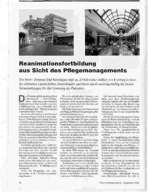 Vorschauseite 1: Reanimationsfortbildung aus Sicht des Pflegemanagements