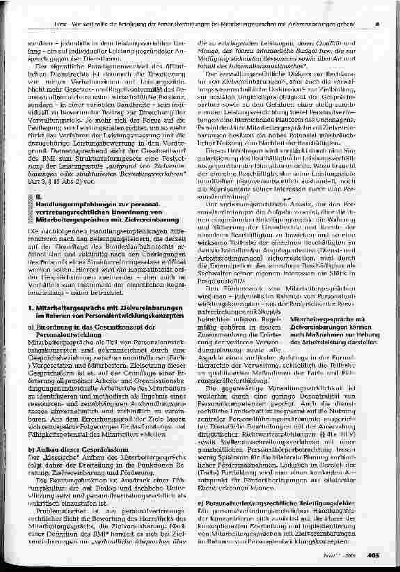Vorschauseite 2: Wie weit sollte die Beteiligung der Personalvertretungen bei Mitarbeitergesprächen mit Zielvereinbarungen gehen?