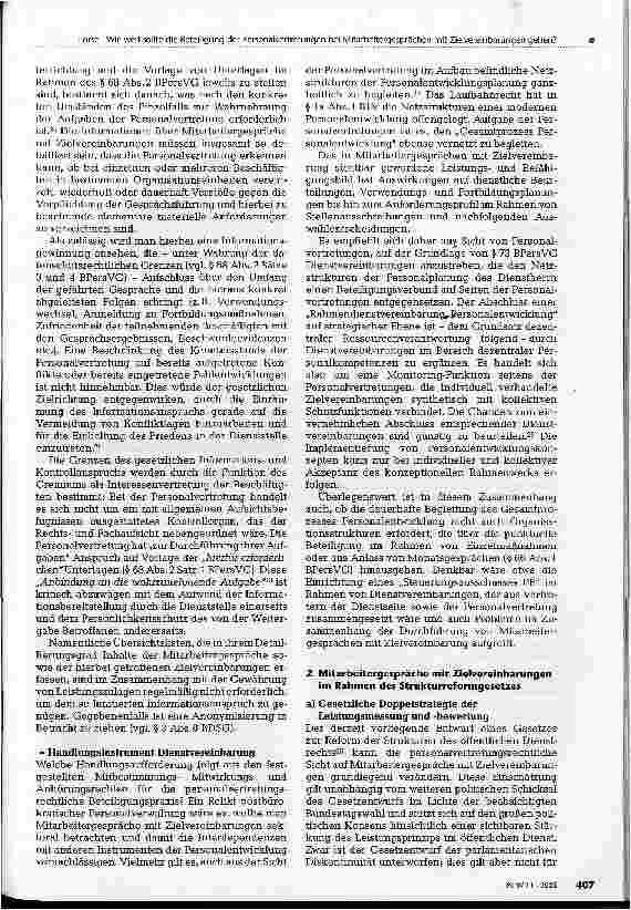 Vorschauseite 4: Wie weit sollte die Beteiligung der Personalvertretungen bei Mitarbeitergesprächen mit Zielvereinbarungen gehen?