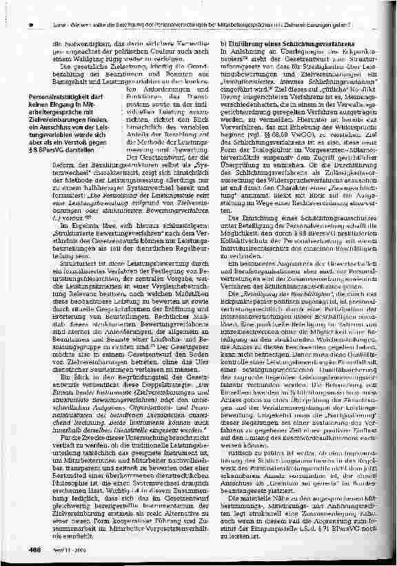 Vorschauseite 5: Wie weit sollte die Beteiligung der Personalvertretungen bei Mitarbeitergesprächen mit Zielvereinbarungen gehen?