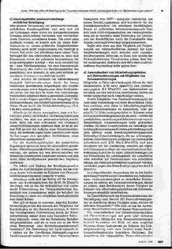 Vorschauseite 6: Wie weit sollte die Beteiligung der Personalvertretungen bei Mitarbeitergesprächen mit Zielvereinbarungen gehen?