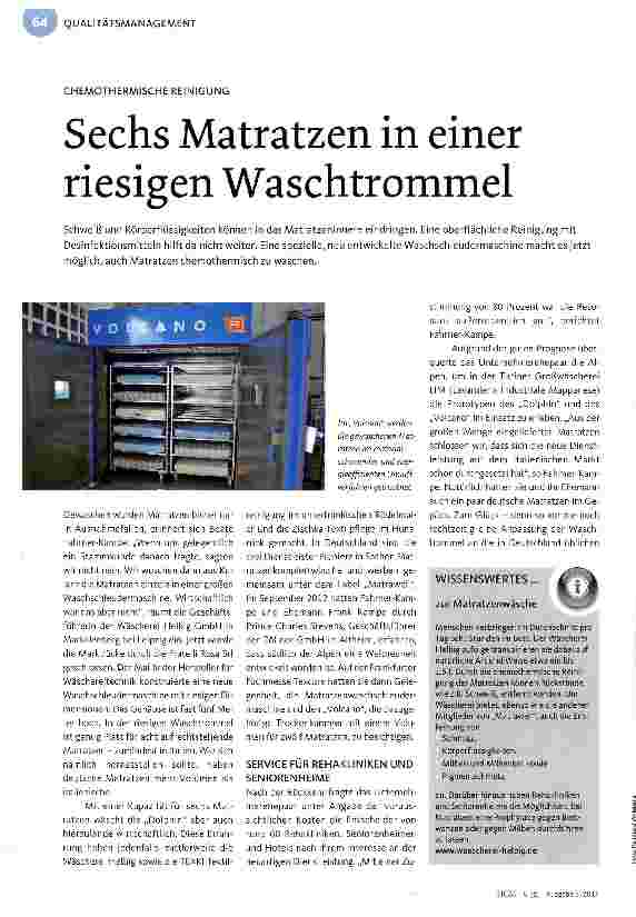 Vorschauseite 1: Sechs Matratzen in einer riesigen Waschtrommel