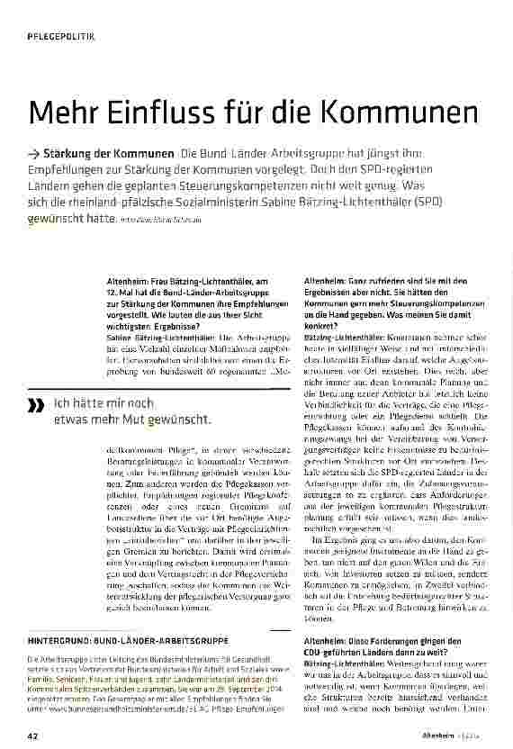 Vorschauseite 1: Mehr Einfluss für die Kommunen
