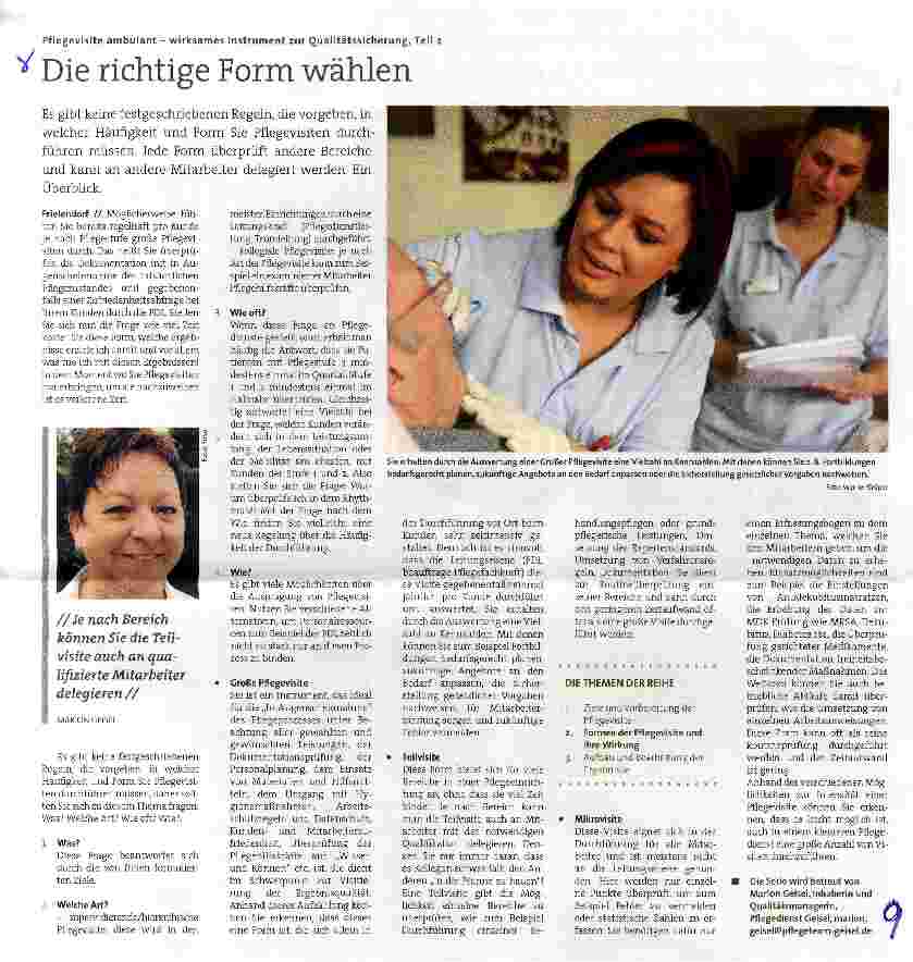 Vorschauseite 1: Pflegevisite ambulant - wirksames Instrument zur Qualitätssicherung, Teil 2 Die richtige Form wählen