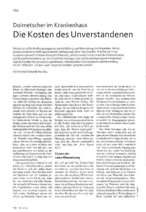 Vorschauseite 1: Dolmetscher im KrankenhausDie Kosten des Unverstandenen