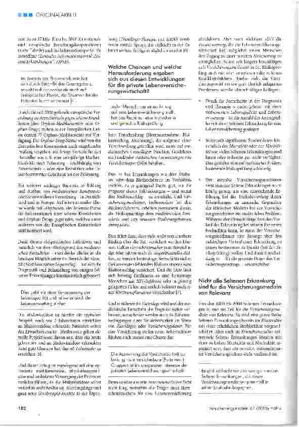 Vorschauseite 3: Seltene Erkrankungen aus Sicht der Lebensversicherungswirtschaft