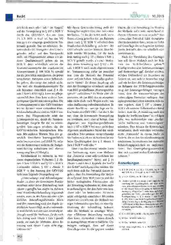 Vorschauseite 3: Qualitätsgebot gemäß § 2 Absatz 1 Satz 3 SGB V gilt nicht uneingeschränkt