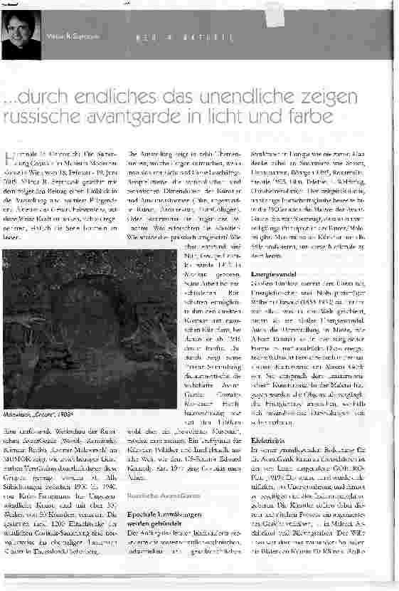 Vorschauseite 1: . .. durch endliches das unendliche zeigen russische avantgarde in licht und färbe