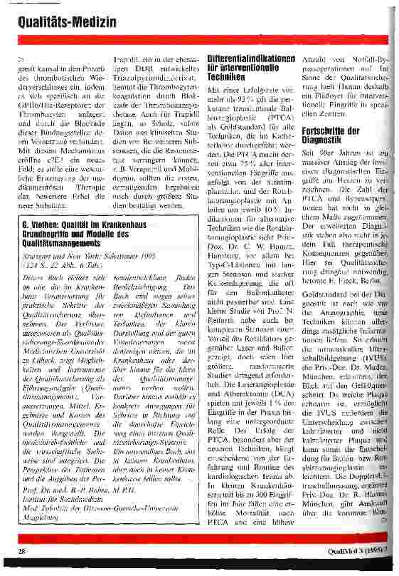 Vorschauseite 2: Qualitätssicherung bei Koronarangioplastie