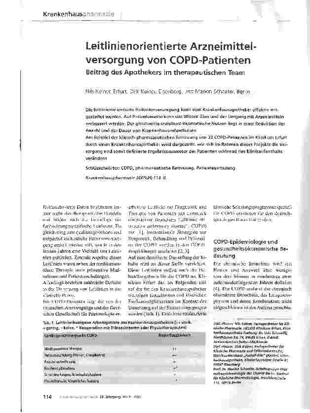 Vorschauseite 1: Leitlinienorientierte Arzneimittel Versorgung von COPD-Patienten