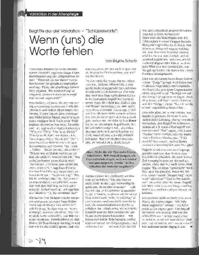 Vorschauseite 1: Wenn (uns) die Worte fehlen Begriffe aus der Validation - Schlüsselworte