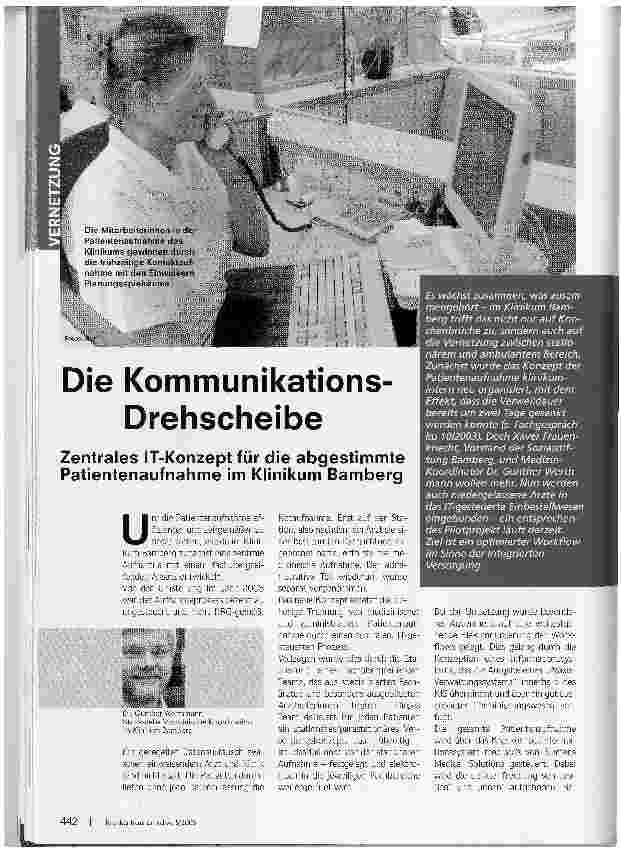 Vorschauseite 1: Die Kommunikationsdrehscheibe - Zentrales IT-Konzept für die abgestimmte Patientenaufnahme im Klinikum Bamberg