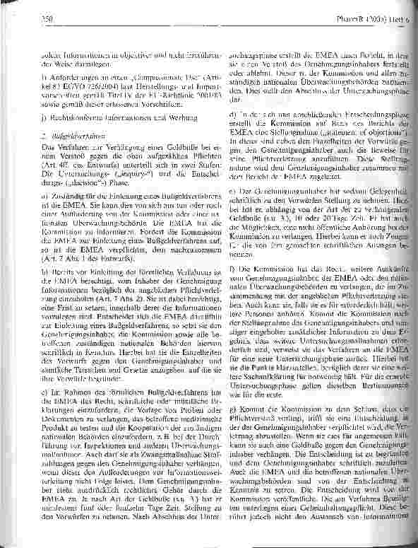 Vorschauseite 2: Der Kommissionsentwurf zur Festlegung des Verfahrens und der Höchstbeträge für Geldbußen der Kommission gemäß derVerordnung EG 726/2004