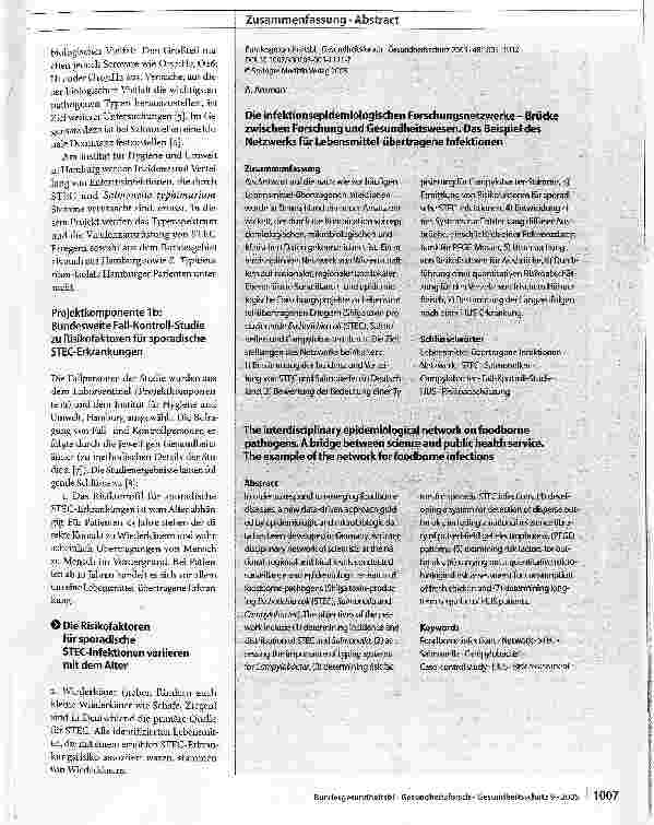 Vorschauseite 3: Die infektionsepidemiologischen Forschungsnetzwerke - Brücke zwischen Forschung und Gesundheitswesen
