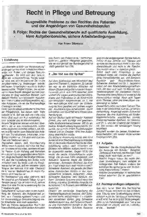 Vorschauseite 1: Recht in Pflege und Betreuung; 9.Folge: Rechte der Gesundheitsberufe auf qualizierte Ausbildung, klare Aufgabenbereiche, sichere Arbeitsbedingungen