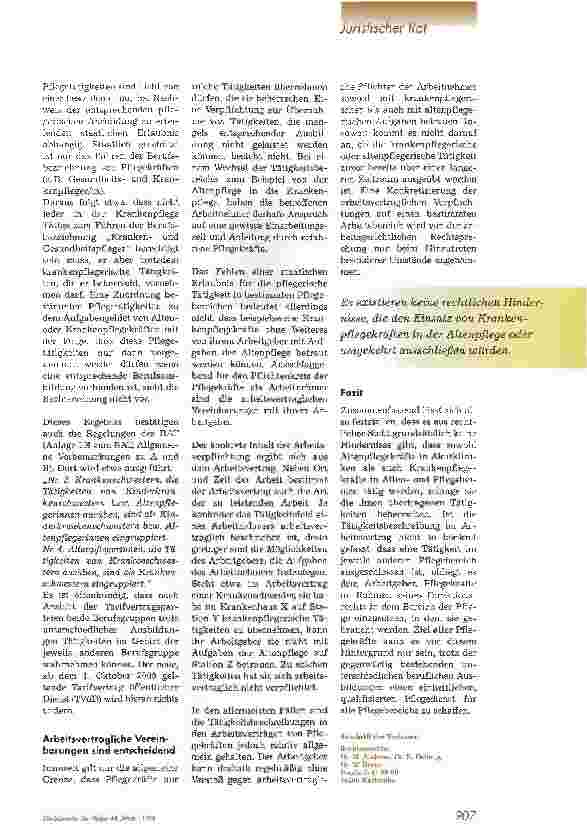 Vorschauseite 2: Verschwimmende GrenzenTätigkeiten von Altenpfleger/innen imAkutkrankenhaus und von GesundheitsundKrankenpfleger/innen in der Altenpflege