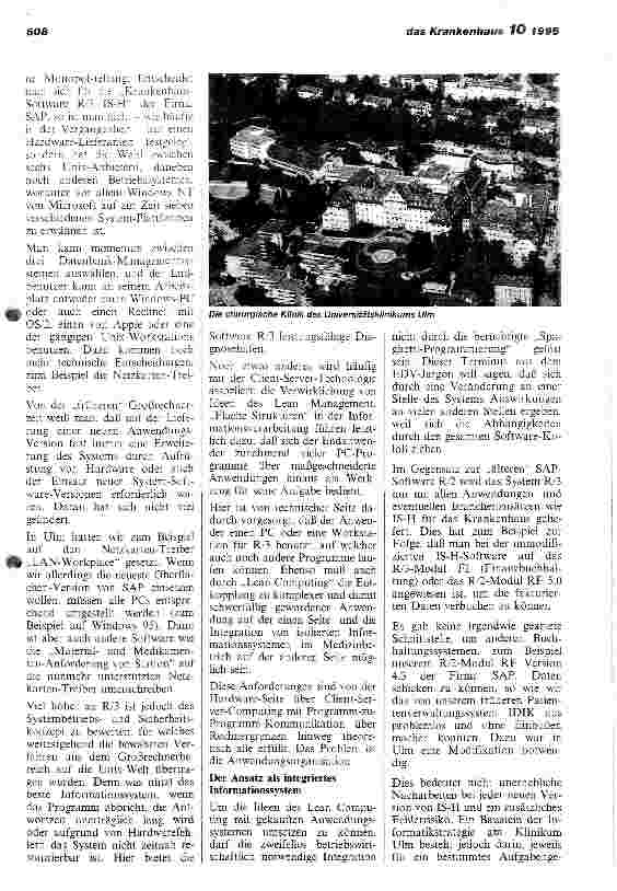 Vorschauseite 2: EDV im Krankenhaus Uniklinikum Ulm: Erfahrungen mit einer neuen Software beim Umstieg auf die BPflV 95
