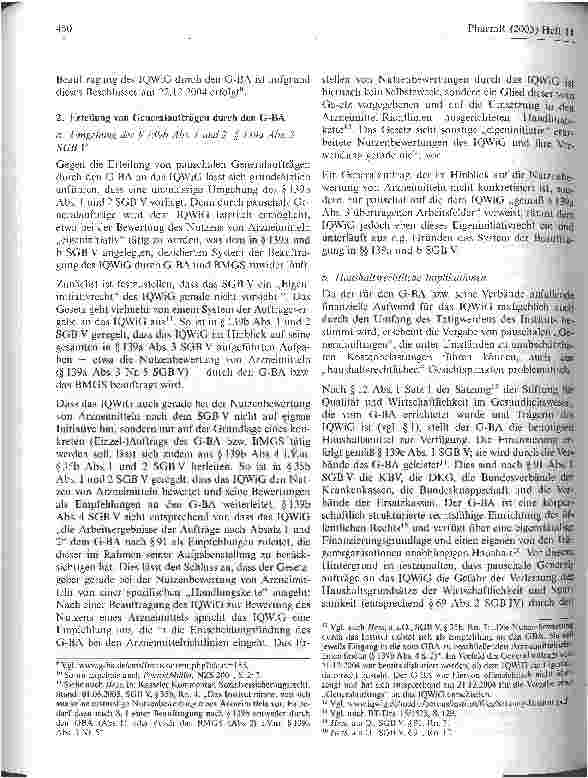Vorschauseite 2: Der Generalauftrag des G-BA vom 21. 12. 2004 - unzulässigerFreifahrtschein für das IQWiG?