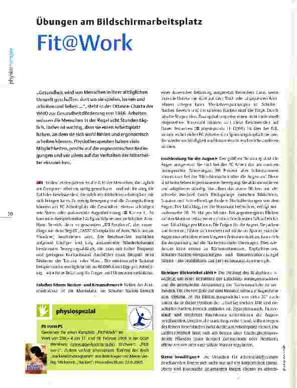 Vorschauseite 1: Übungen am Bildschirmarbeitsplatz Fit@Work