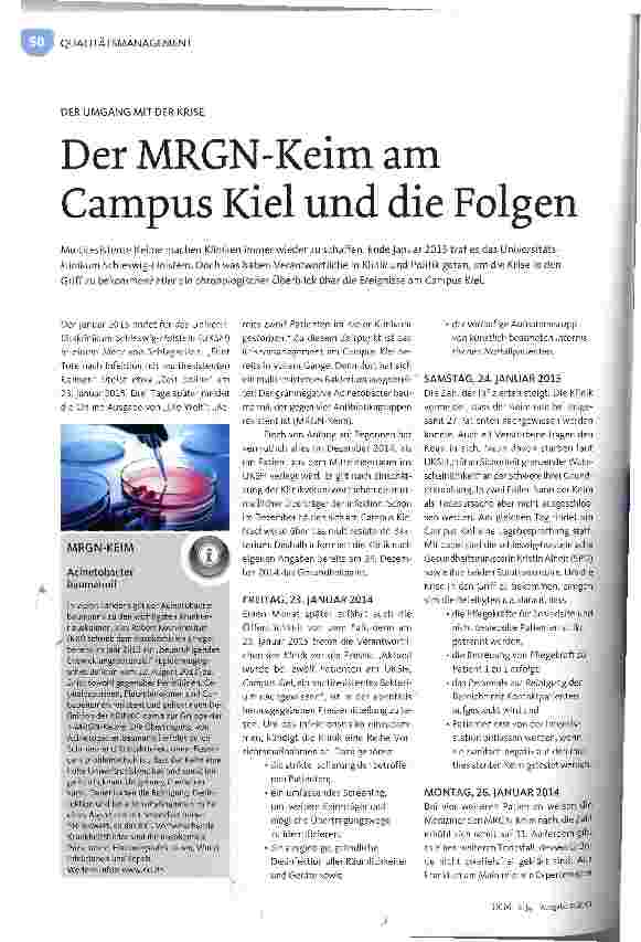 Vorschauseite 1: Der MRGN-Keim am Campus Kiel und die Folgen