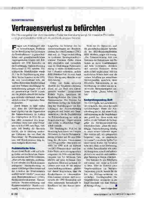 Vorschauseite 1: Vertrauensverlust zu befürchten