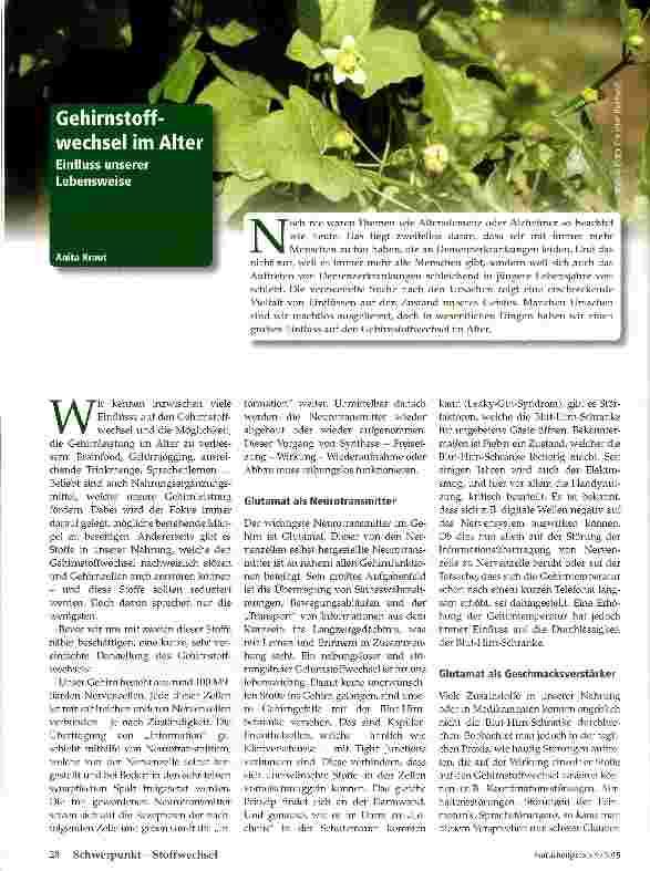 Vorschauseite 1: Gehirnstoffwechsel im Alter