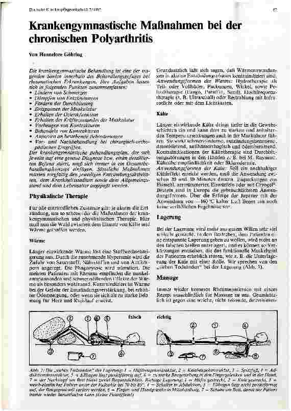 Vorschauseite 1: Krankengymnastische Maßnahmen bei der chronischen Polyarthritis