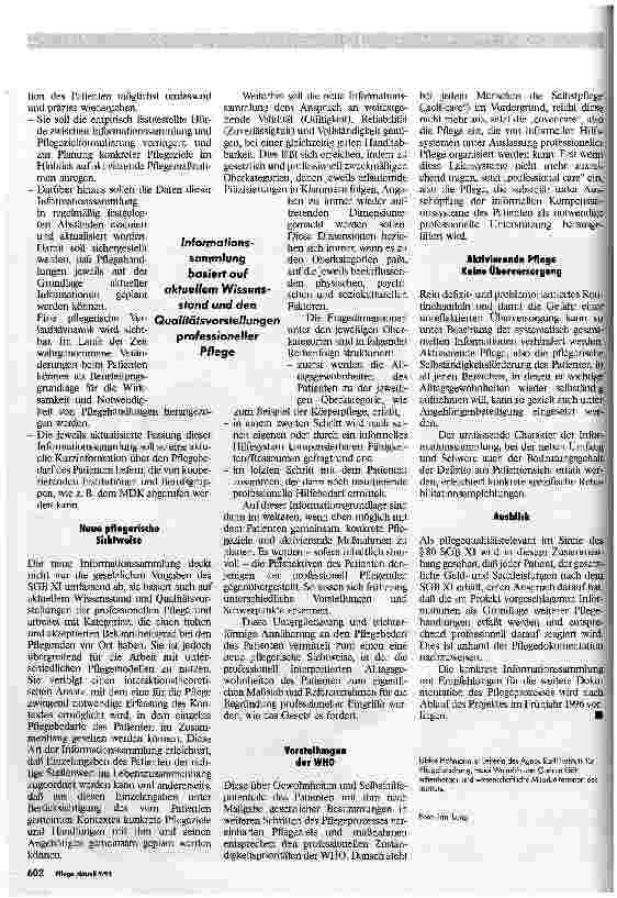 Vorschauseite 2: Neue Informationssammlung Alltägliche Lebensgewohnheiten des Patienten als Grundlage zur Entwicklung von Pflegequalität nach  80 SGB XI