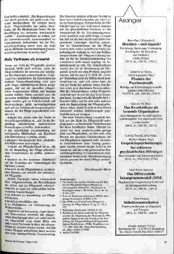 Vorschauseite 2: Neue Verantwortung Pflegekräfte als Gutachter